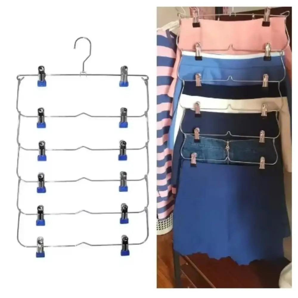 Multi-Functional Home Non-Slip Metal Pants Rack New Creative Stainless Steel Seamless Hanger Simple Storage Skirt Rack Qme