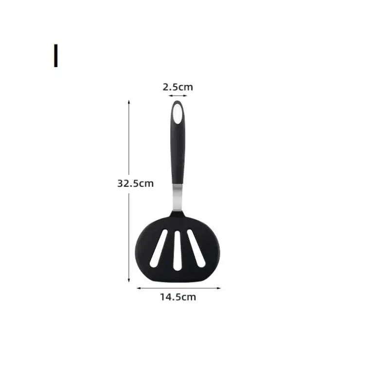 Frying Shovel Leaking Cooking Utensils Stainless Steel Silicone Qme I