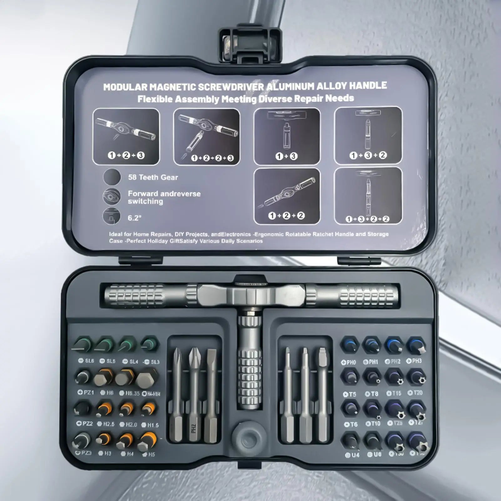 Ratcheting Screwdriver 42-in-1 Magnetic Ratchet Precision Bits Qme China Mainland