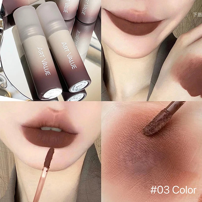 Sexy Long Lasting Velvet Matte Lip Gloss Liquid Lipstick Lip Makeup Women Beauty Red Nonstick Cup Waterproof Lip Gloss Tint Qme 03