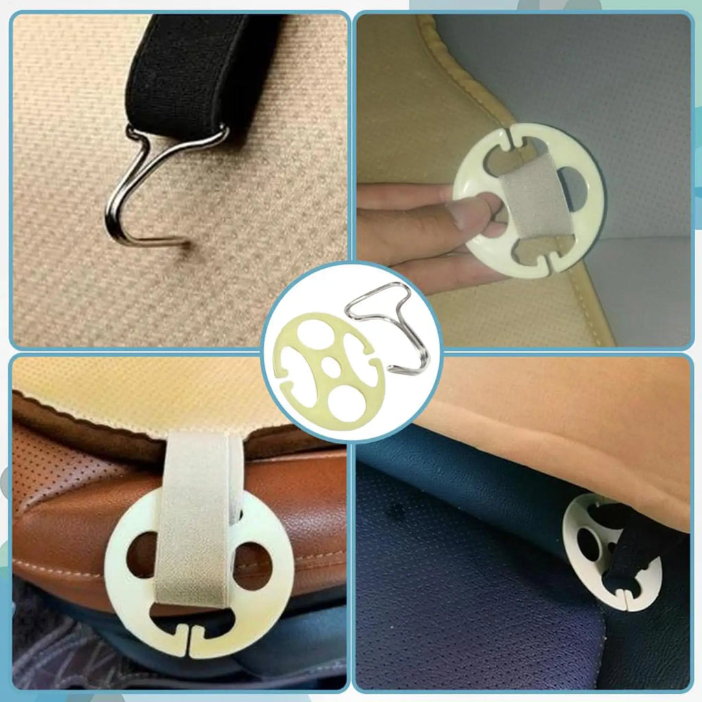 1Set Car Seat Cover Clips Car Seat Cover Plum Plate Metal Hooks 12Pcs Car Seat Covers Chucks And 12Pcs Metal Hooks Locking Clip Qme