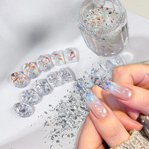 1 2 Bottle Iridescent Nail Glitter Mixed Hexagonal Shimmering Slices Qme