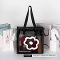 Fashion Clear Beach Tote Bag with Zipper Flower Cartoon Wash Bag Nylon Mesh Transparent Bag Woman Qme A1