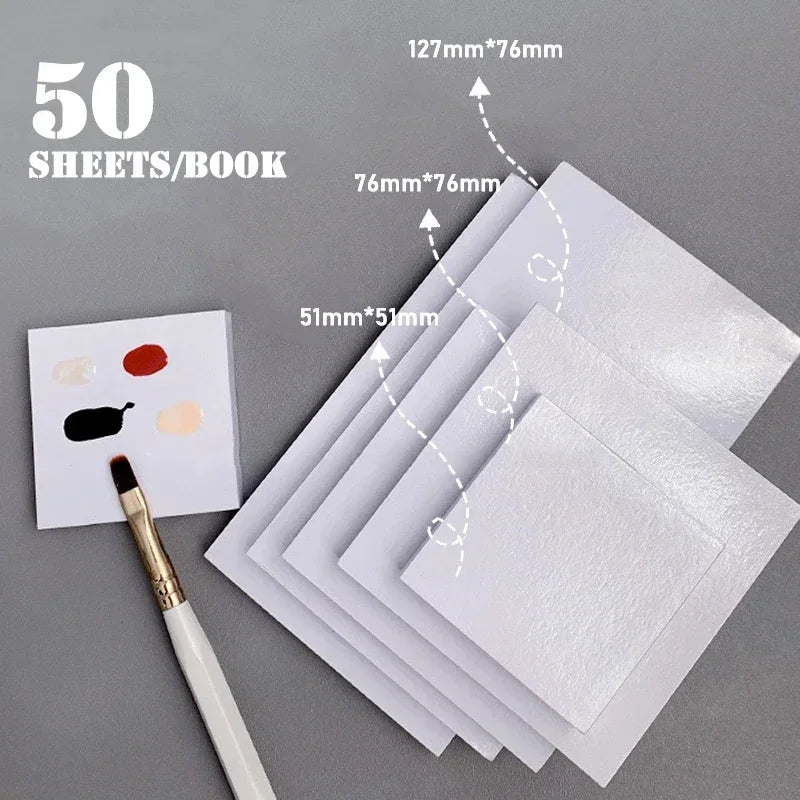 50pcs Disposable Tinting Glue Paper Tearable Nail Toning Palettes Nail Polish Color Mixing Tray Waterproof Paper Display Board Qme