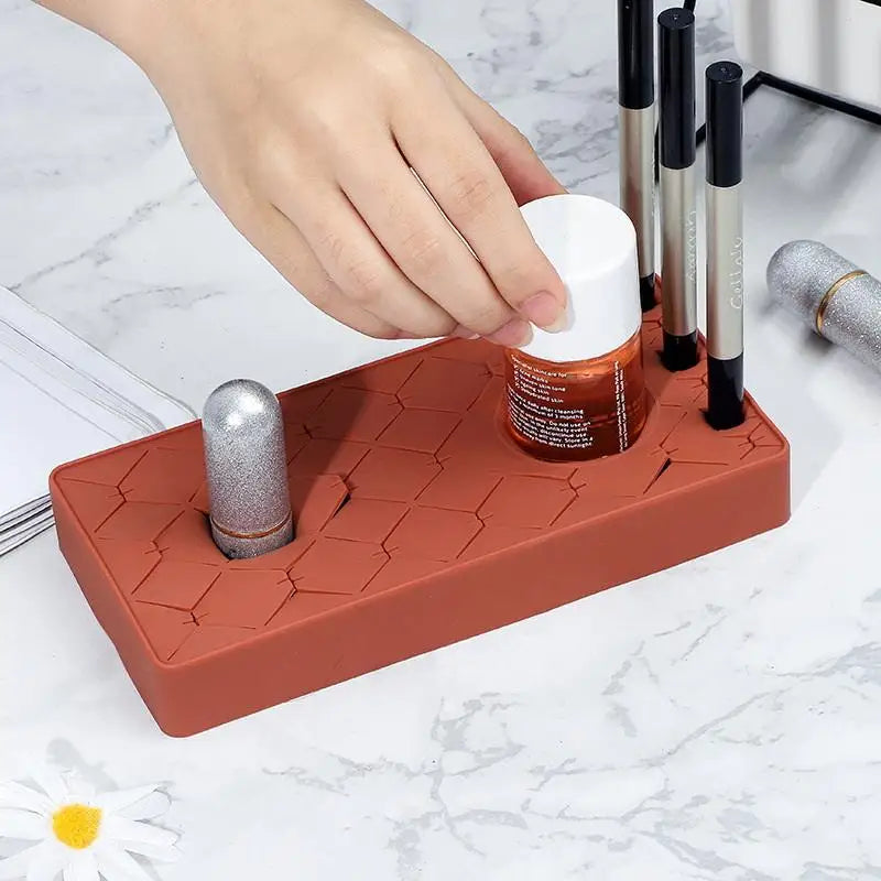 Desktop Organizer Silicone Lipstick Storage Rack Cosmetic Makeup Box Qme
