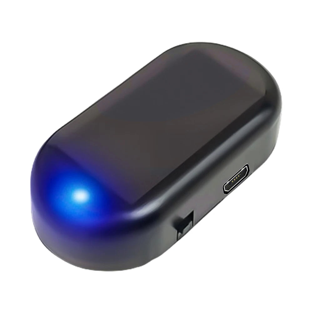 Solar Powered Car Fake Security Light Blue/Red Light Simulated Dummy Alarm Wireless Strobe Signal Alarm Anti-Theft Caution Lamp Qme Blue