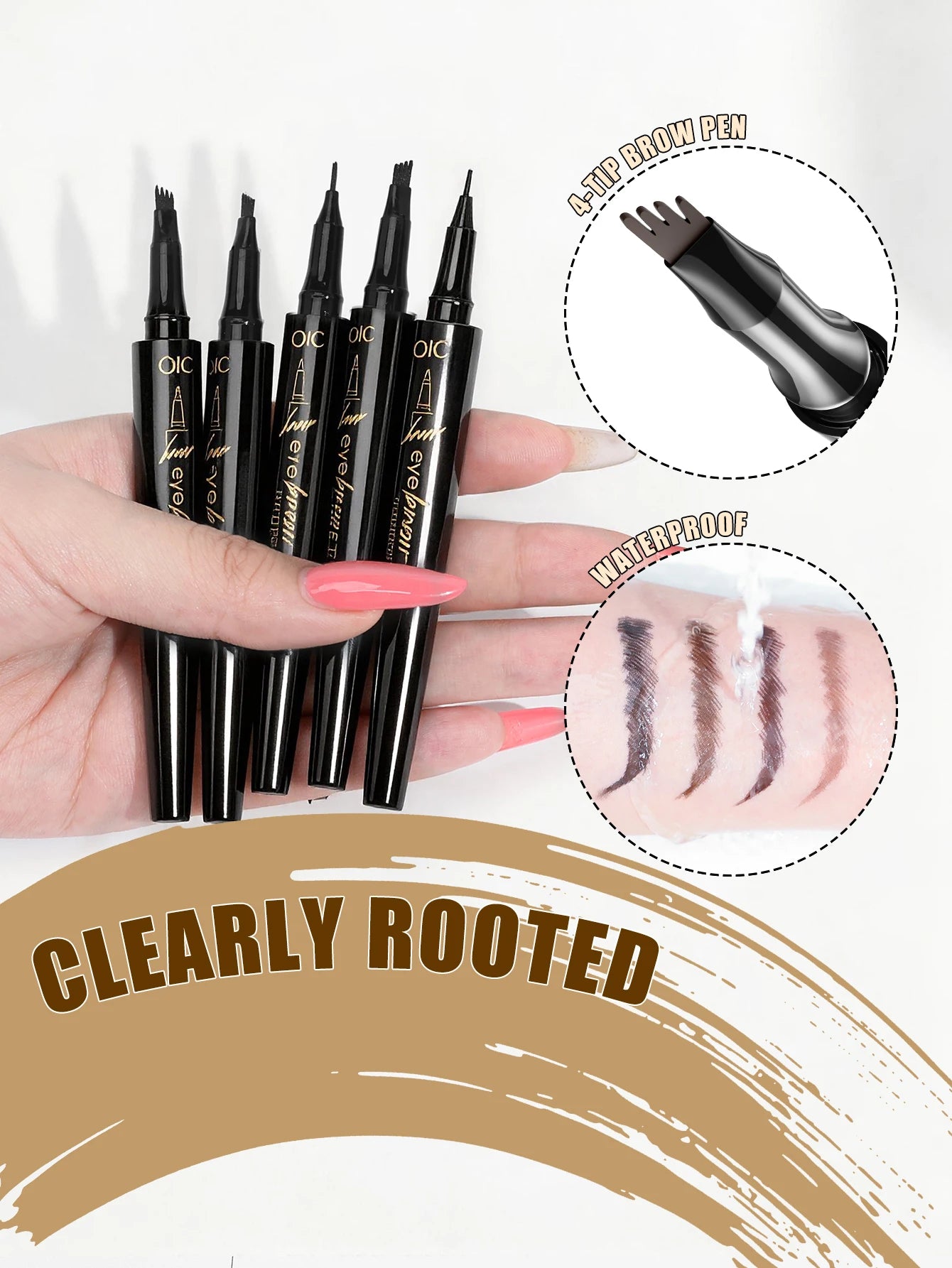 4DMicro-Textured Eyebrow Pencil, 4-Prong Tip Tattoo Eyebrow Pen, Liquid Eyebrow Pencil, Waterproof, Sweat-Resistant,Smudge-Proof Qme