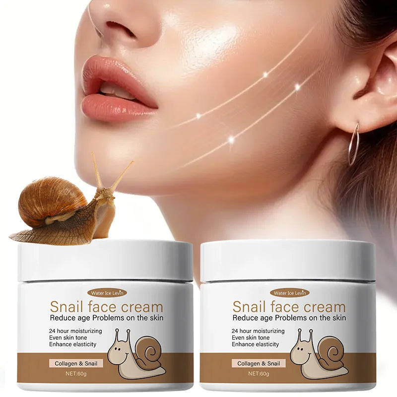 Snail Face Cream with Collagen & Retinol - 24H Moisturizing, Evens Skin Tone & Boosts Elasticity, Reduces Signs of Aging Qme