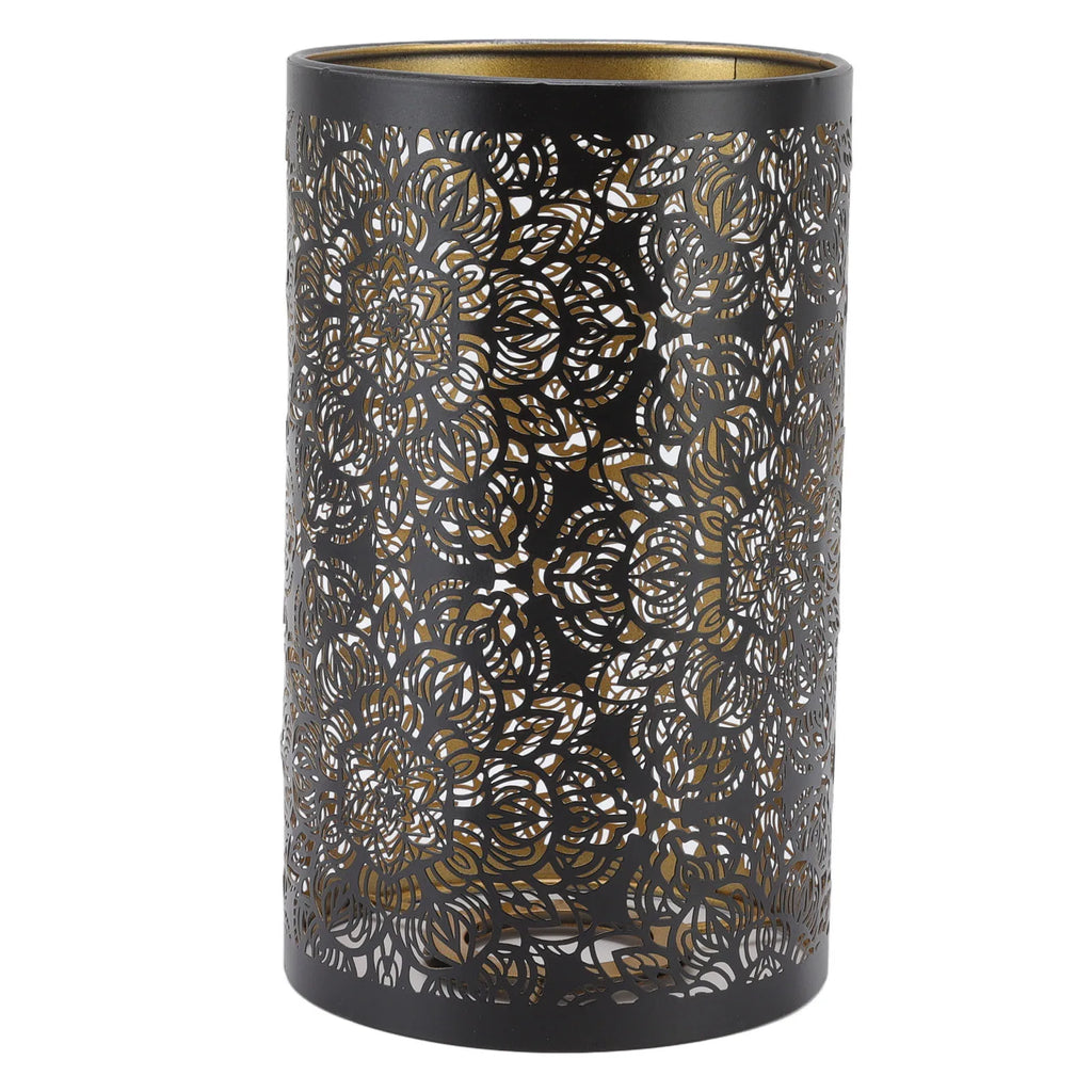 Lamp Shade Cylindrical Circular Pattern Black Lamp Shade Detachable Interventional Installation Wrought Iron for Nightstand Qme black
