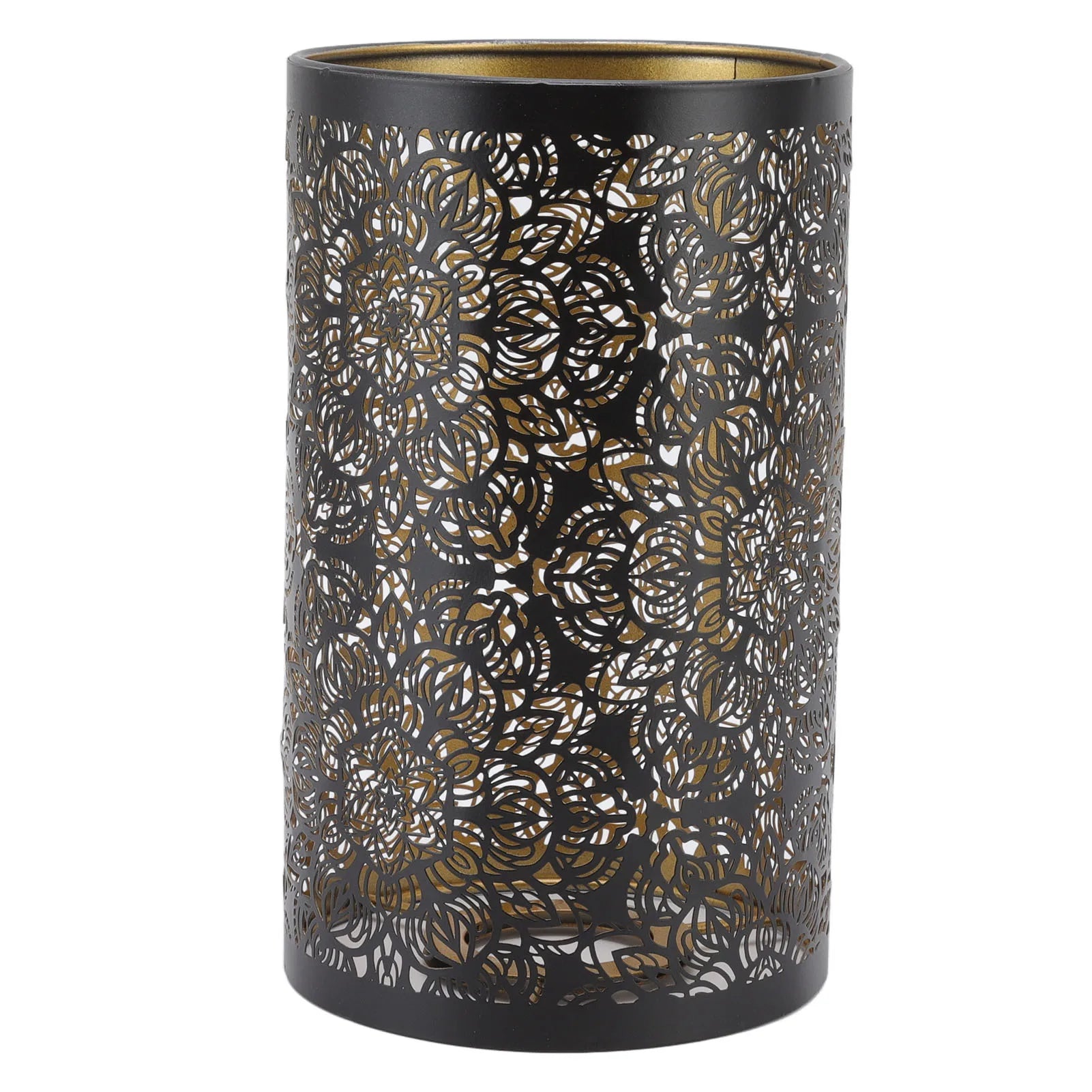Lamp Shade Cylindrical Circular Pattern Black Lamp Shade Detachable Interventional Installation Wrought Iron for Nightstand Qme black