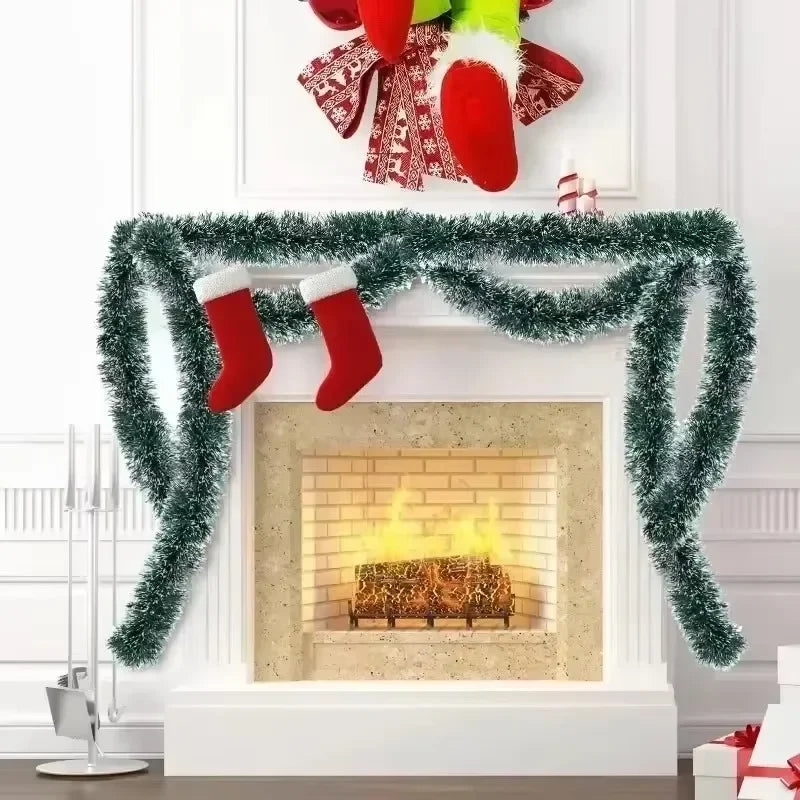 Christmas Tinsel Ribbons Green Cane Ribbon Garland Xmas Tree Hanging Pendent Xmas Ribbons Wreath Ornaments Party Home Decoration Qme