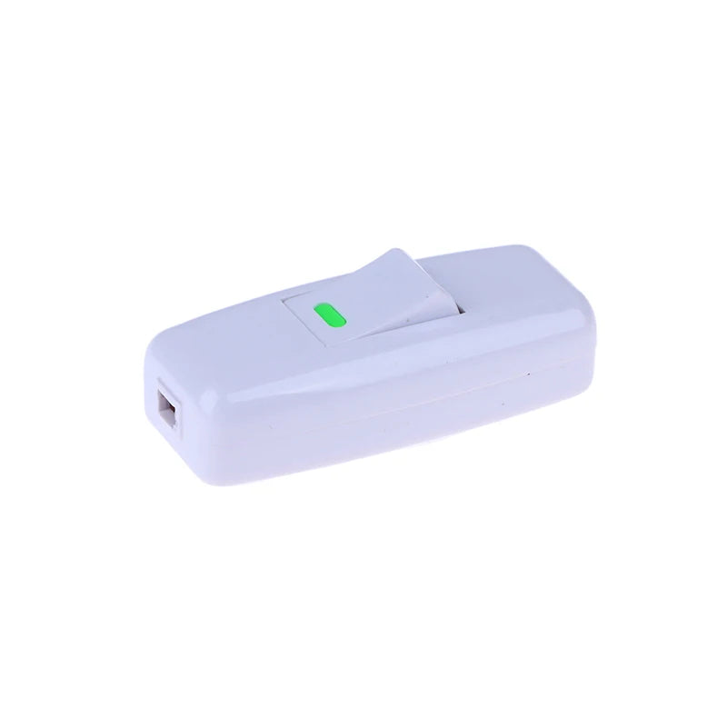 1Pc Light Switch For Home Classic White Inline ON/OFF Table Bedside Lamp Desk Light Cord Cable Switches Electrical Accessories. Qme