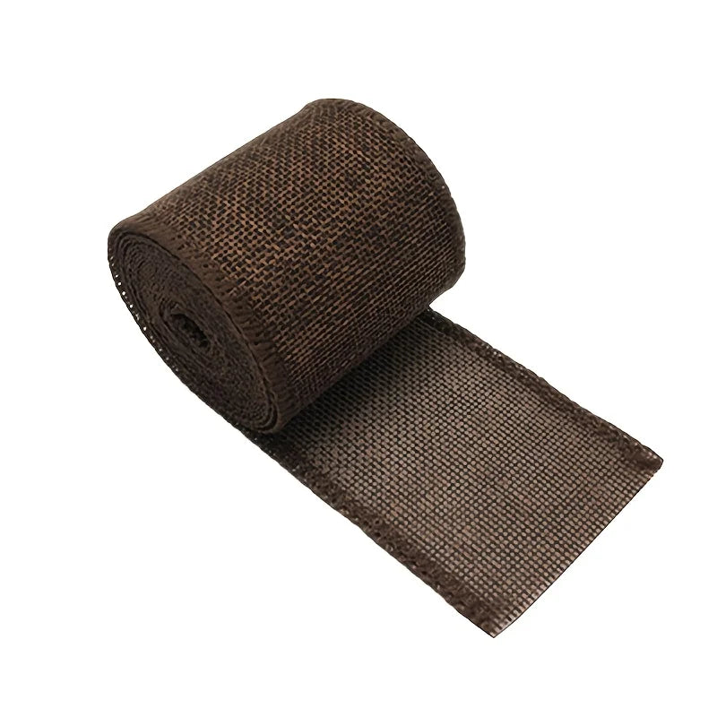 Fall Burlap Ribbon， 1 Roll Thanksgiving Decorative Ribbons For Gift Wrapping & Crafts Qme Coffee 1Roll L