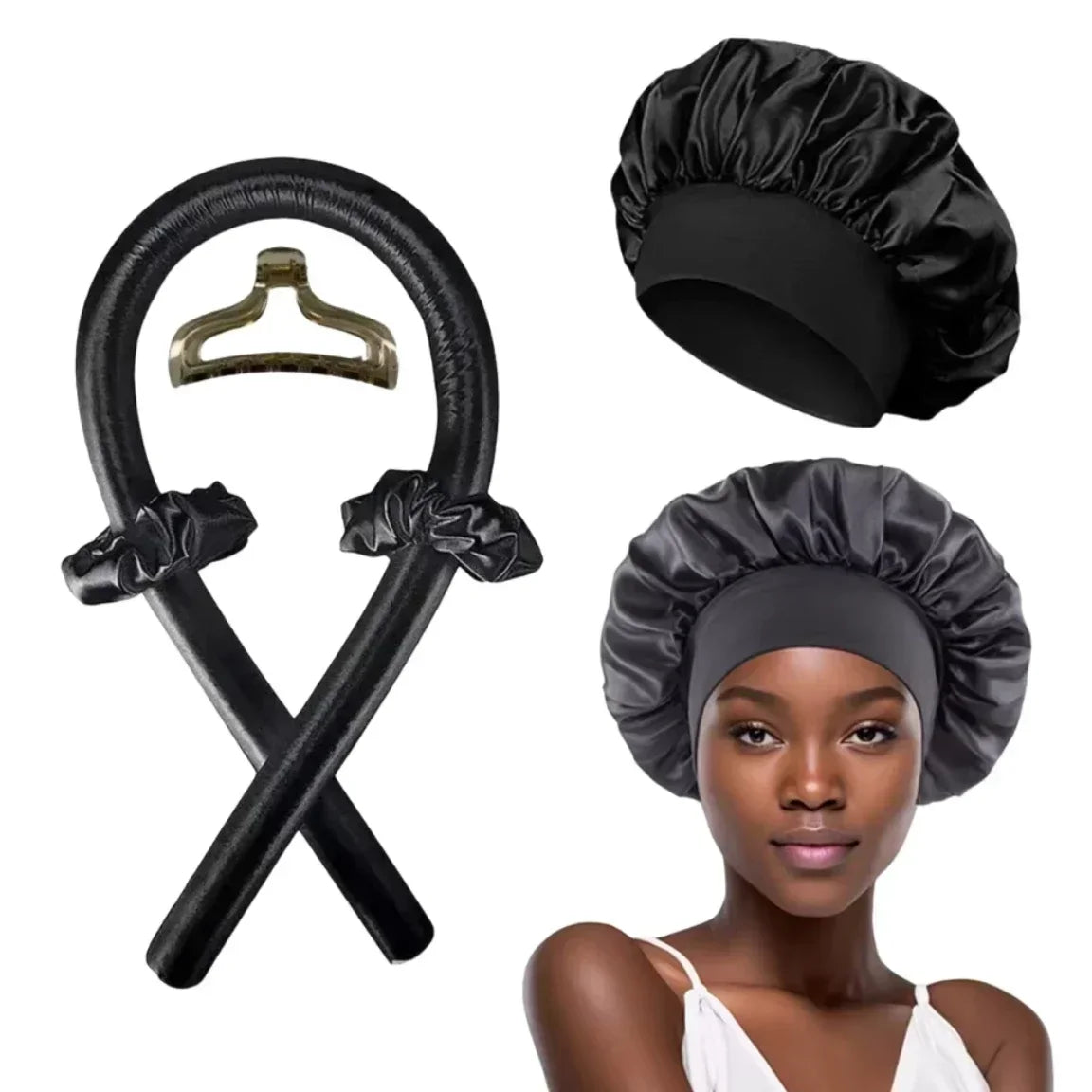 Heatless Curling Rod Satin Nightcap Women No Heat Hair Rollers Qme