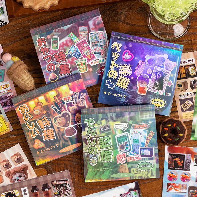 Dessert Theme Die-Cut Stickers Book 20/30 Sheets for DIY Decorative Scrapbook Phone Case Collage Aesthetic Stationery Stickers Qme CDEF-80 Pcs