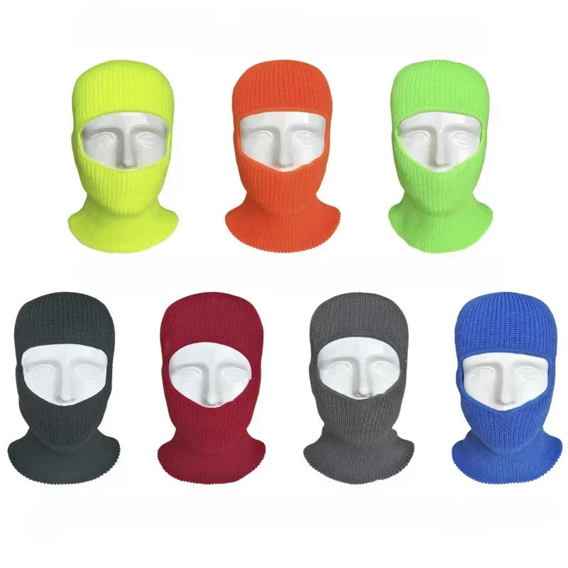 1 Hole Knitted Full Face Cover, Winter Balaclava, Warm Knit Thermal Ski Neck Gaiter for Outdoor Sports Qme
