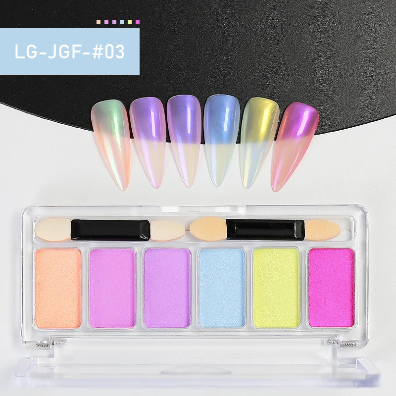 Arte Clavo 3 6 Colors Holographics Laser Aurora Solid Mirror Glitter Qme 6Colors-LG-JGF-03