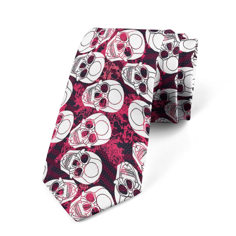 Funny Cartoon Skeleton 3D Printed Tie Unisex Fashion Business Qme style3