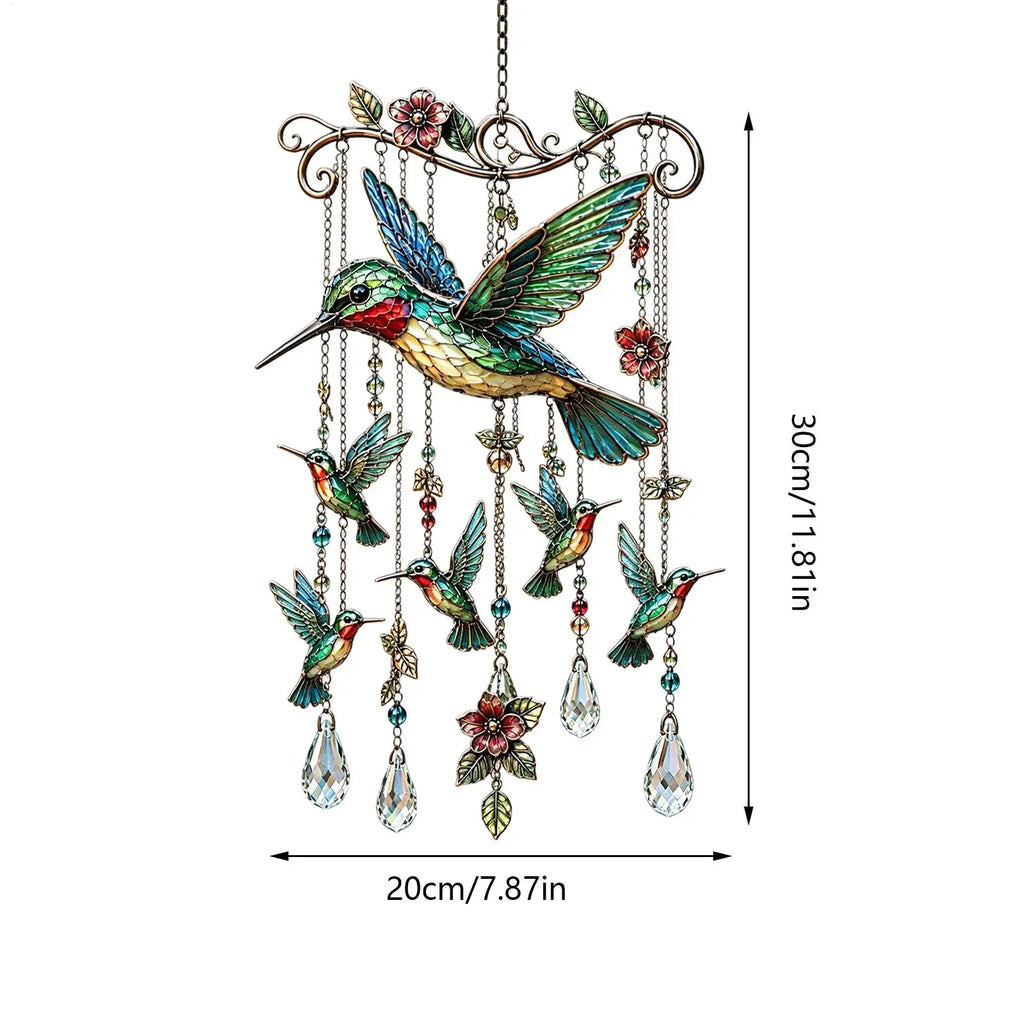 Bird Wind Chimes Garden Decoration Crystal Pendants Homeowners Nature Qme
