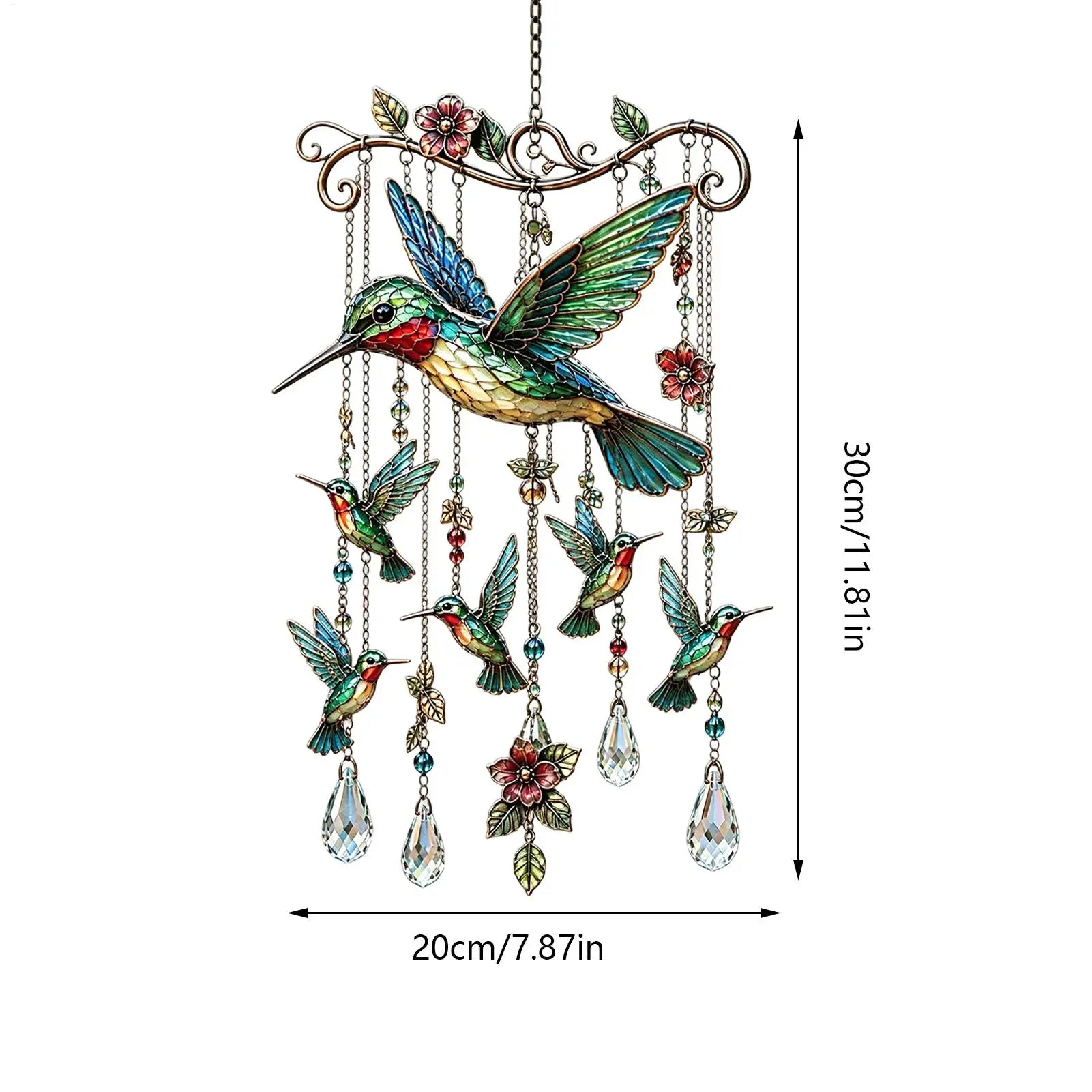 Bird Wind Chimes Garden Decoration Crystal Pendants Homeowners Nature Qme