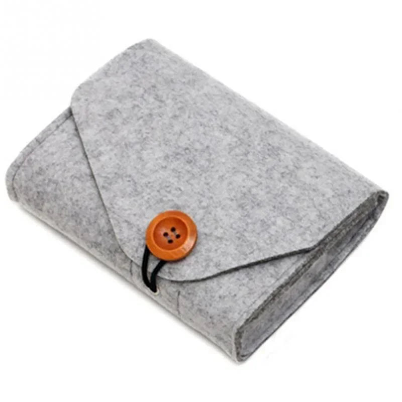 USB Data Cable Mouse Pouch Mini Felt Travel Multifunction Organizer Bag Key Coin Package Chargers Storage Bags Qme Grey