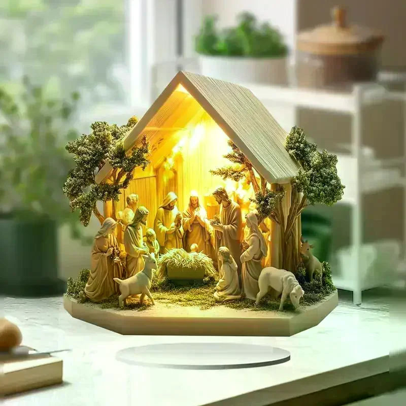 Desktop Decor Family Statue Jesus Tree Of Life Newborn Acrylic Flat Plate Desktop Decoration Ornaments For Home Decor Qme