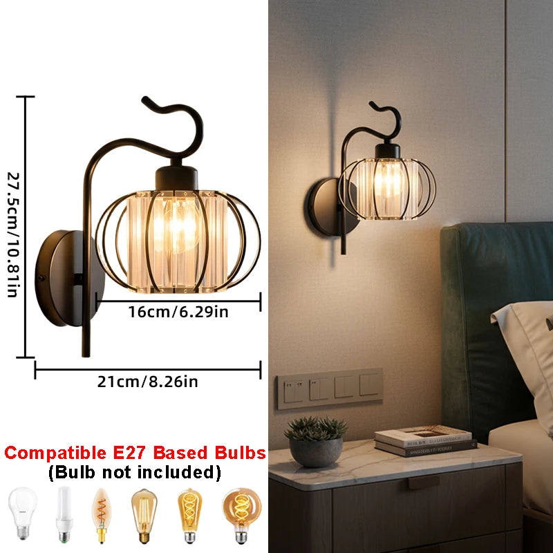 Modern Luxury Gold Wall Lamp Nordic Creative Crystal Sconce Living Room Hallway Bedside Indoor Decoration Metal LED Wall Light Qme A