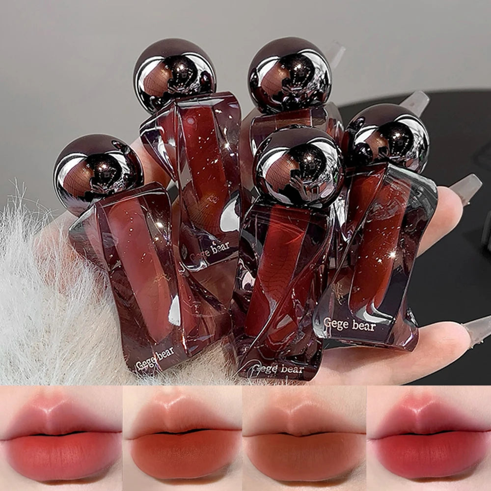Gege Bear Lip Glaze Matte Velvet Clay Irregular Bottle Design Qme