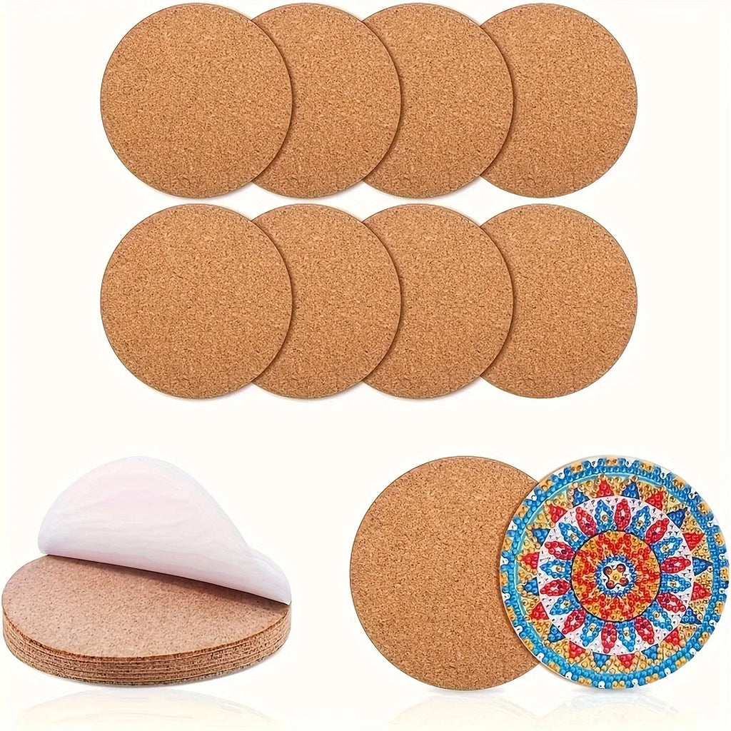 20 Pieces Self-Adhesive Square or Round Cork CoastersTiles Cork Pads Cork Boards Strong Adhesive for Office Home Bar Cafe Qme 20pcs