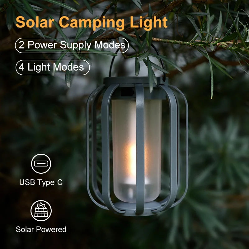 Solar Flame Camping Light Outdoor Decoration Hanging Garden Tripod Qme
