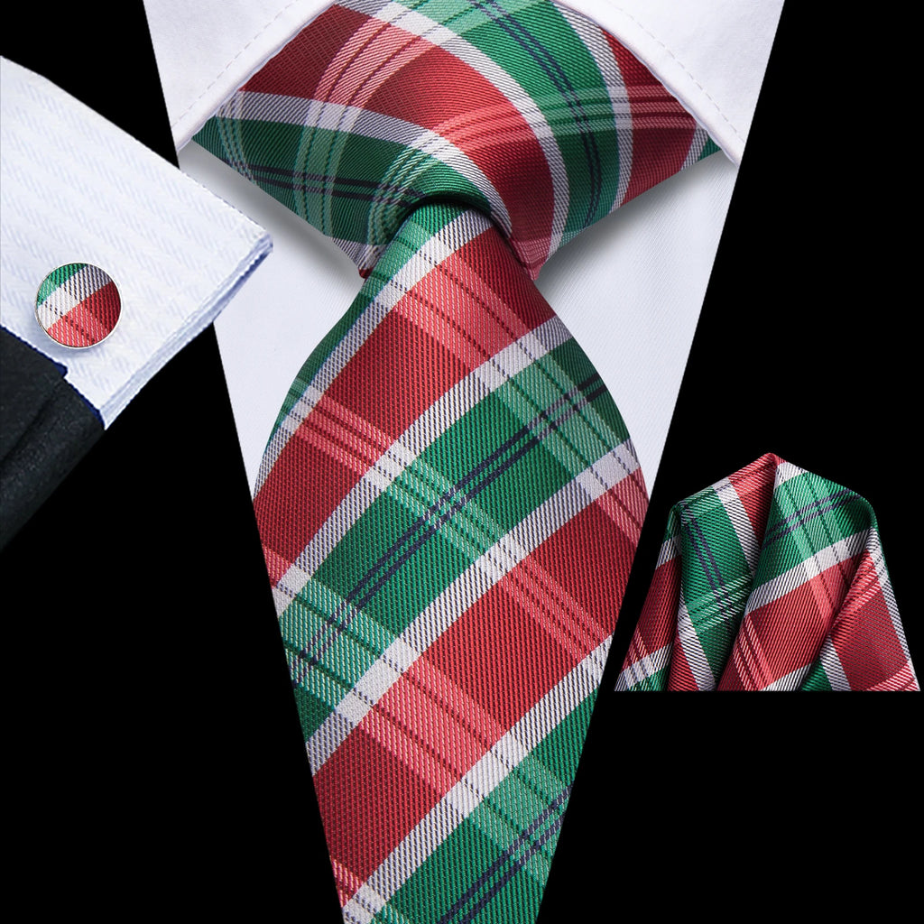 Hi-tie Black Red Heart Plaids Mens Fashion Necktie Handkerchief Qme HT-N-0084