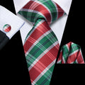 Hi-tie Black Red Heart Plaids Mens Fashion Necktie Handkerchief Qme HT-N-0084