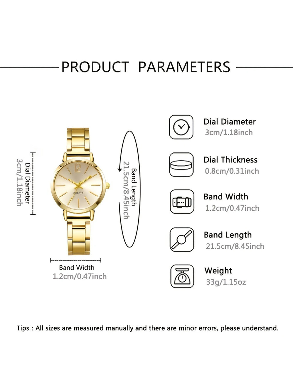 Women's Watch with Elegance Steel Band, Fashionable and Simple Trendy Quartz Watch Bracelet Set Qme