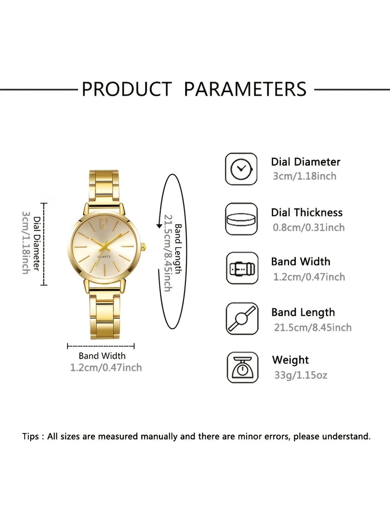 Women's Watch with Elegance Steel Band, Fashionable and Simple Trendy Quartz Watch Bracelet Set Qme