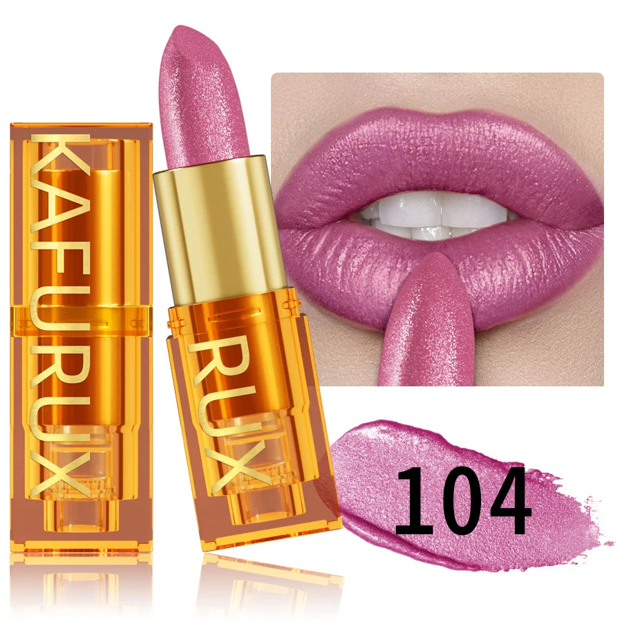 16Colors Bold Intense Glitter Shiny Metallic Lipstick Lip Tint Long Qme 104