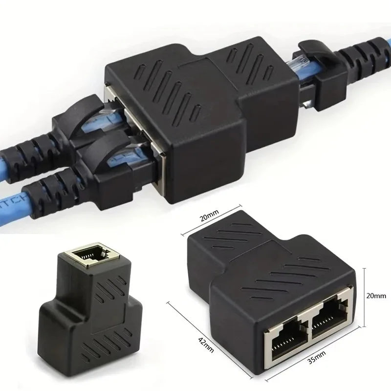 10pcs RJ45 8P8C Network Splitter Adapter for IPTV Broadband Dual Port Ethernet Cable Connector PC Ethernet Splitter Qme