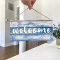 Rustic Welcome Wall Hanging Decor Wood Art Plaques Sign Door Sign for Home Living Room Front Door Decor Qme M