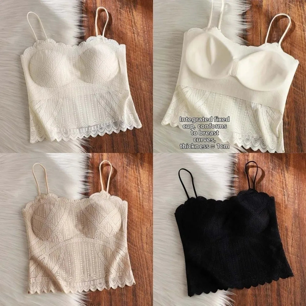 Spicy Girl Ice Silk Lace Camisole Slim Fit Sleeveless Corset Thin Qme