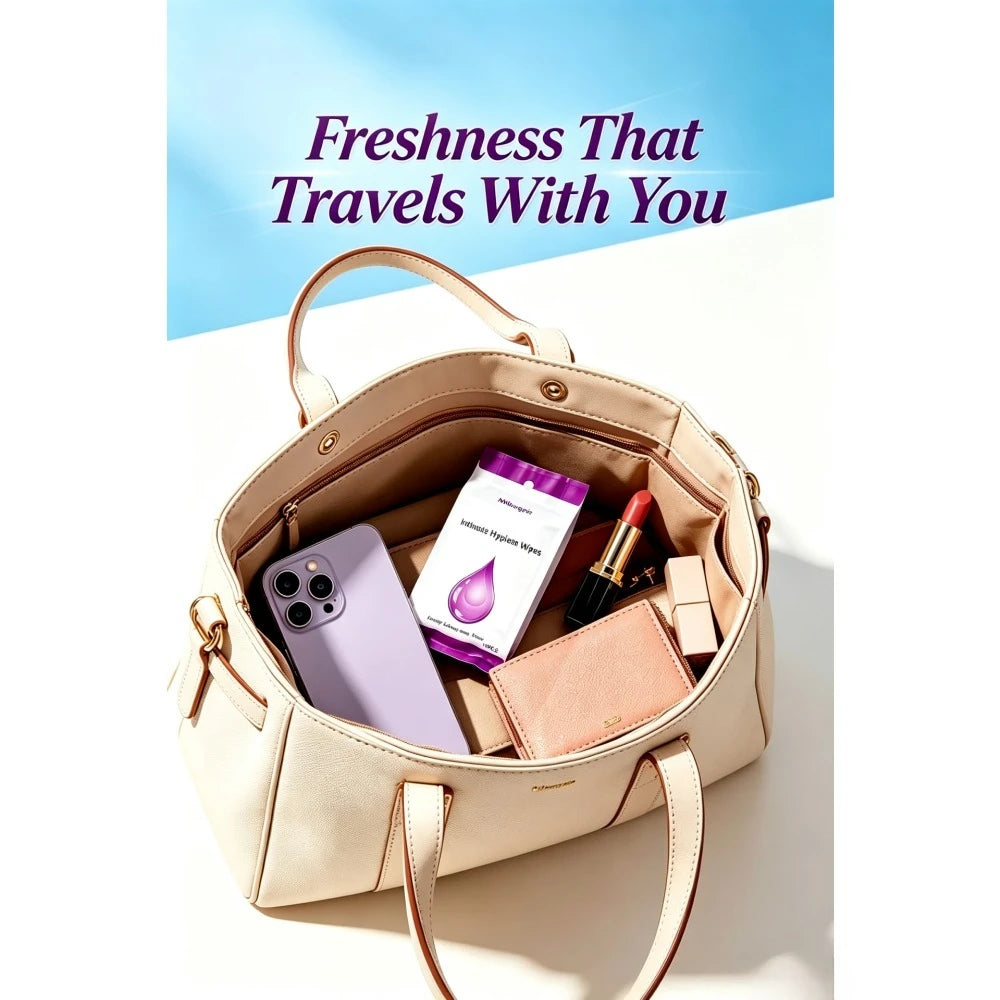 Feminine intimate wipes, menstrual period cleaning, clean, healthy and portable, exclusively for healthy women. Qme