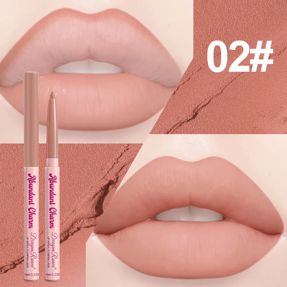 12 Colors Matte Lip Liner Pen Nude Pink Lip Contour Stick Waterproof Long-Lasting Outline Non-Drying Automatic Lipstick Makeup Qme 02