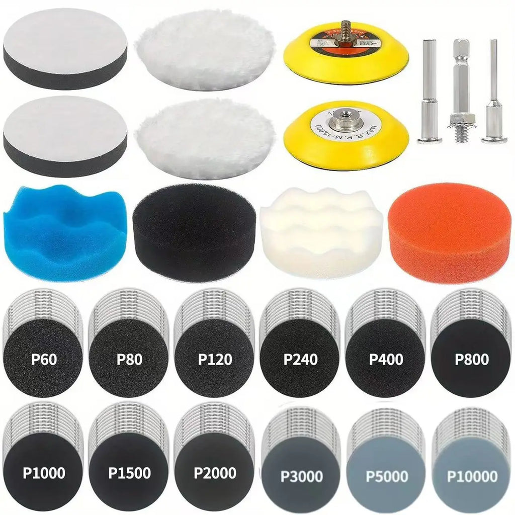 133Pcs sander bit polishing kit sanding accessories, 3 inch wet dry lamp holder repair kit, sandpaper polishing pad with rotatin Qme 133PCS