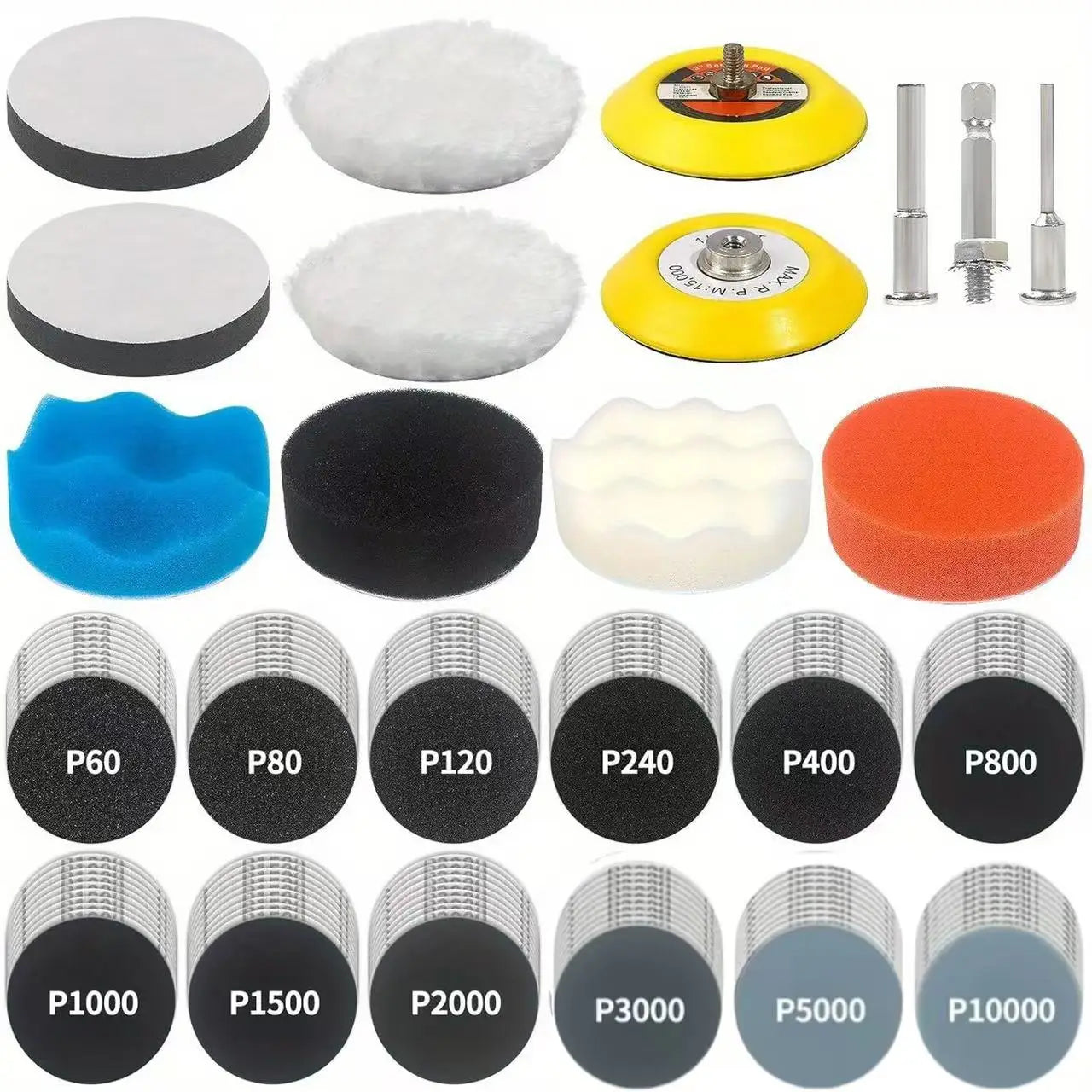 133Pcs sander bit polishing kit sanding accessories, 3 inch wet dry lamp holder repair kit, sandpaper polishing pad with rotatin Qme 133PCS