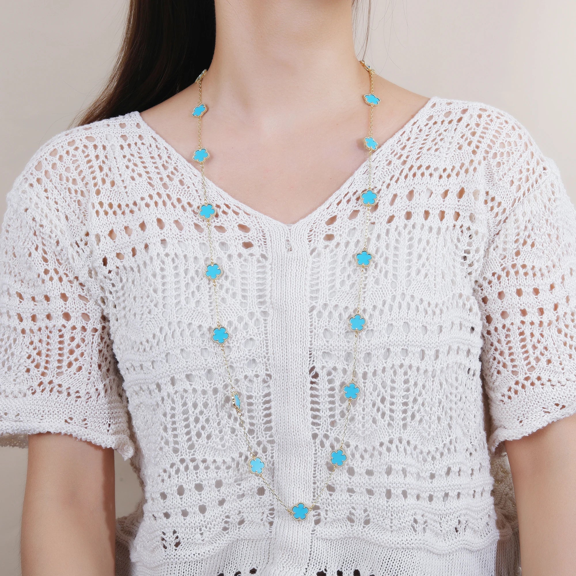 INS Selling Women Five Leaf Clover Necklace Fashion Geometric Sweet