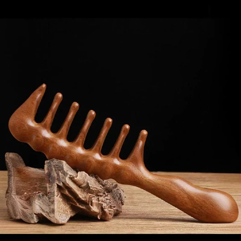 Natural Sandalwood Hair Combs Anti-static Wooden Comb Massager Tooth Qme