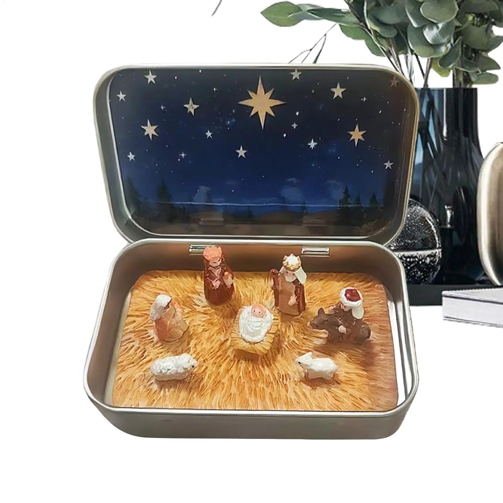 Nativity Figurines Resin Christmas Decorations Holy Family Manger Nativity Scene Statue For Home Tabletop Cabinet Desk Bedside Qme