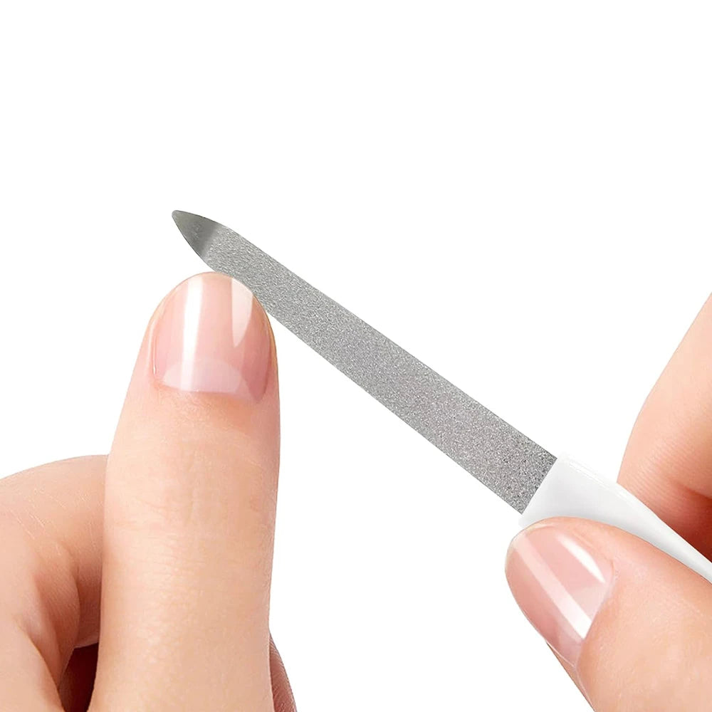 DIY Nail Art Professional File Metal Double Sided Manicure Pedicure Qme
