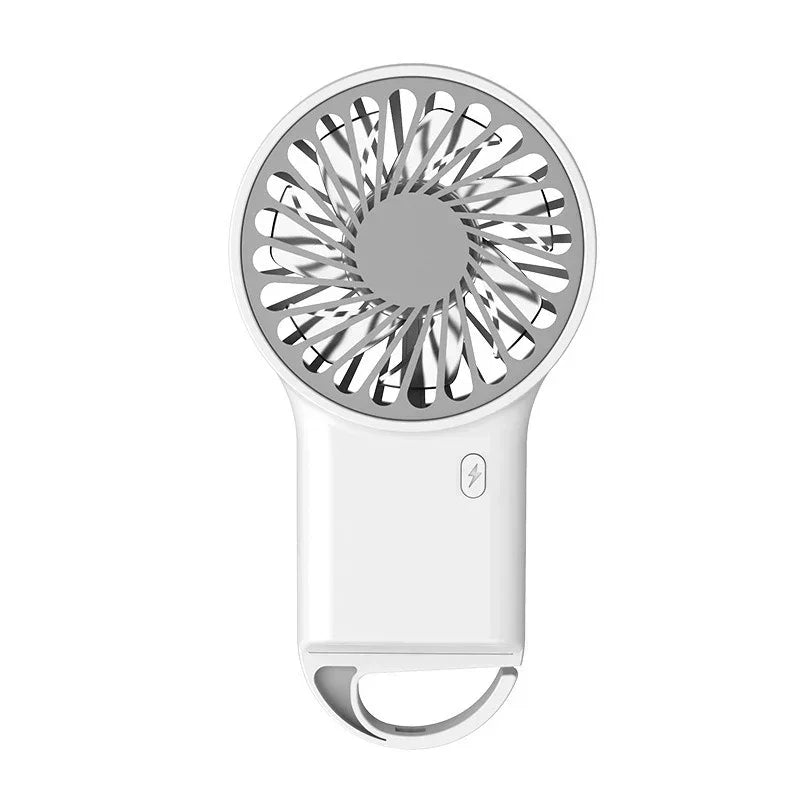 New Handheld Desktop USB Rechargeable Mini Fan Cartoon Design USB Rechargeable with Hook for Mountaineering Outdoor Home Office Qme WHITE
