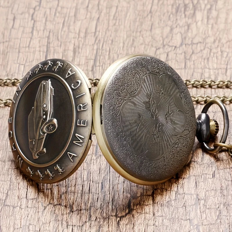 Bronze Mustang Car Pocket Watch - Perfect Birthday Gift for Teens Qme