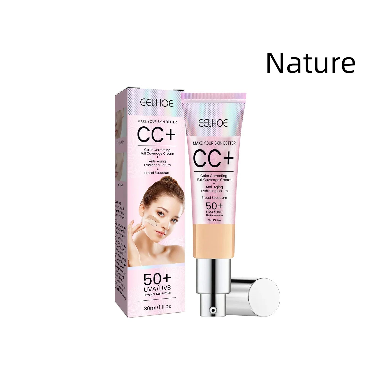 1/2/3pcs CC Cream Foundation Waterproof Brighten Moisturizing Foundation Concealer Oil-Control Long Lasting Spf 50 Makeup Qme 1Pcs Medium Skin