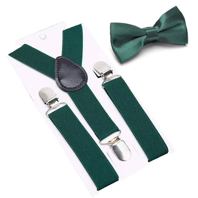 Suspenders Bowtie Kids Boy Girl Childrens Christmas Designer Qme Black Green